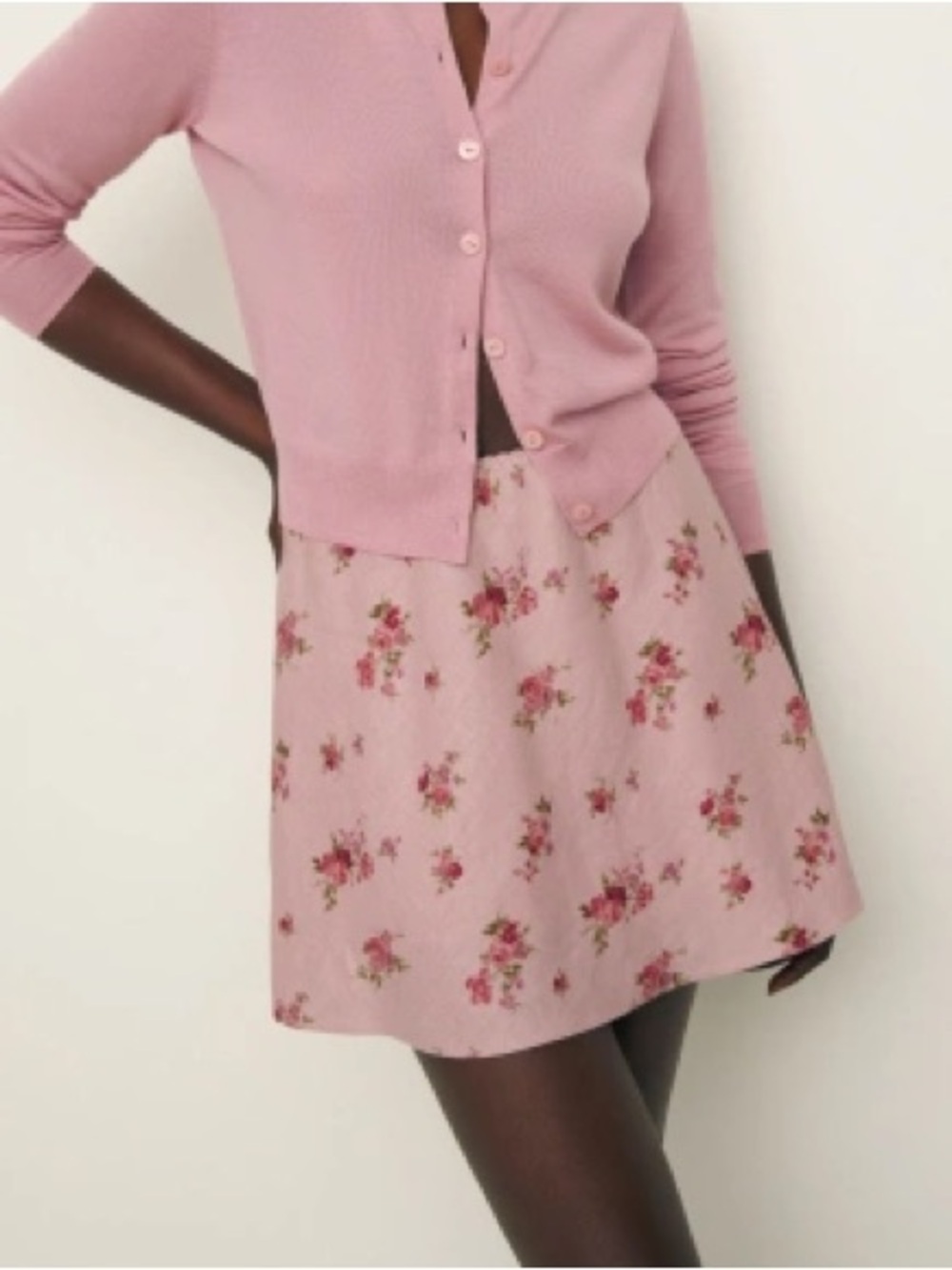 Reformation Pink Floral Mini Skirt